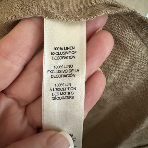 Chico’s Women’s Long Sleeve with Lace Tan Button Front Linen Jacket Sz 2, L GUC - Picture 8 of 8